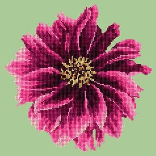Dahlia 12" Needlepoint Kit Kits Elizabeth Bradley Design Pale Green 
