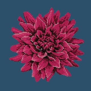 Dahlia Needlepoint Kit Kits Elizabeth Bradley Design Dark Blue 
