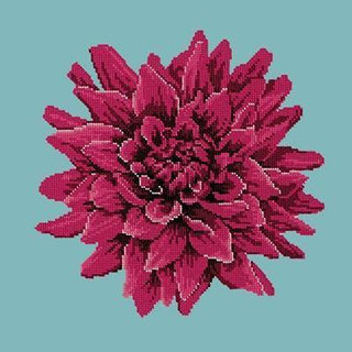 Dahlia Needlepoint Kit Kits Elizabeth Bradley Design Duck Egg Blue 
