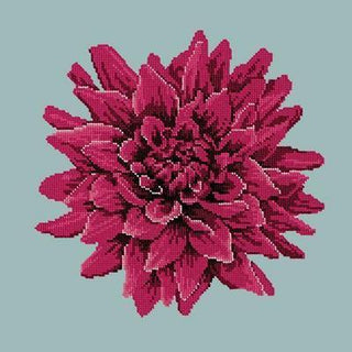 Dahlia Needlepoint Kit Kits Elizabeth Bradley Design Pale Blue 
