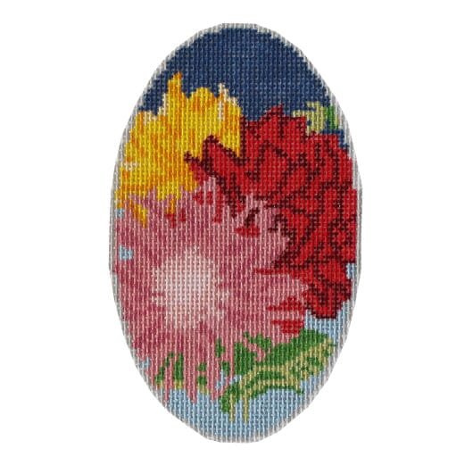Dahlia Oval Painted Canvas Atlantic Blue Canvas  - 1