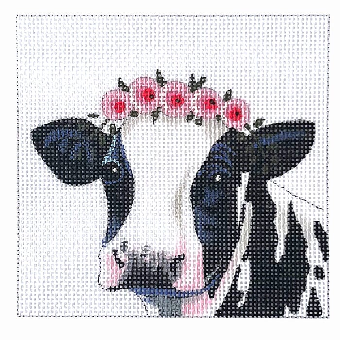 Dairy Cow with Floral Crown Painted Canvas Colors of Praise  - 1