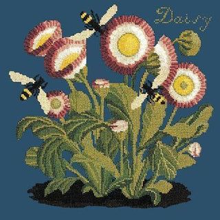 Daisy Needlepoint Kit Kits Elizabeth Bradley Design Dark Blue 
