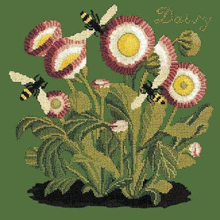 Daisy Needlepoint Kit Kits Elizabeth Bradley Design Dark Green 
