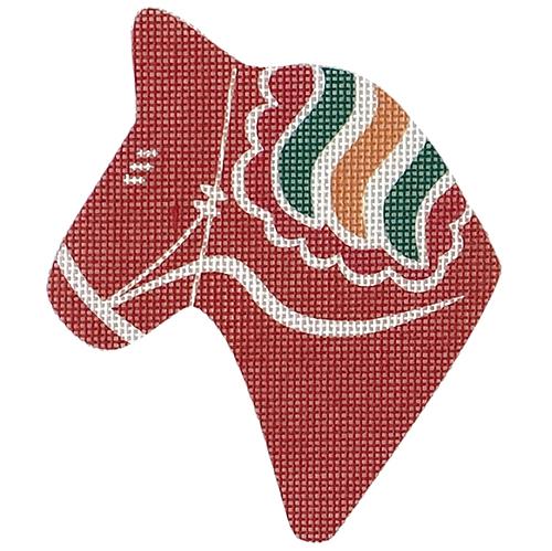 Dala Horse Head   Orange/Red Painted Canvas Pepperberry Designs  - 1