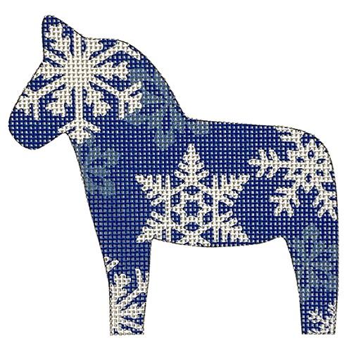 Dala Horse Snowflakes Painted Canvas Pepperberry Designs  - 1