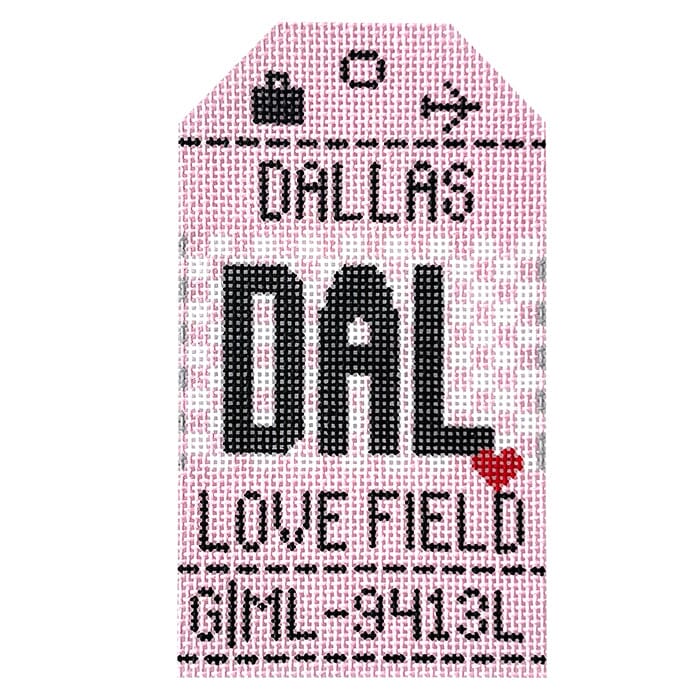 Dallas Love DAL Travel Tag Painted Canvas Hedgehog Needlepoint 