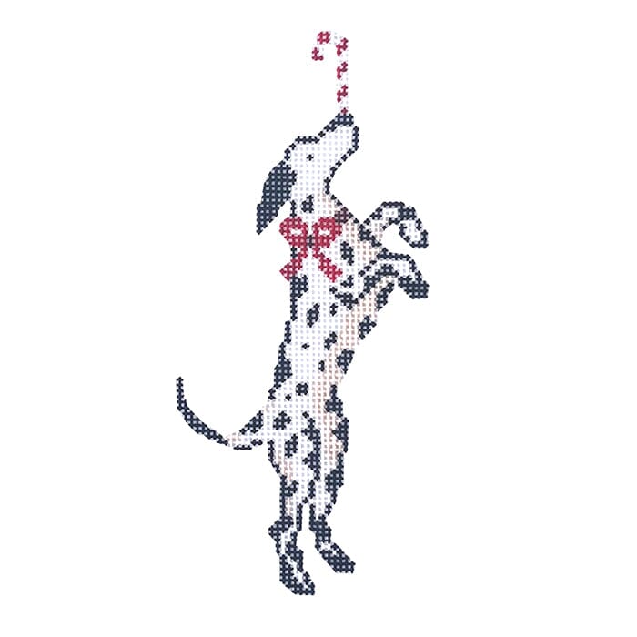 Dalmatian with Candy Cane Ornament Painted Canvas Coco Frank Studio 