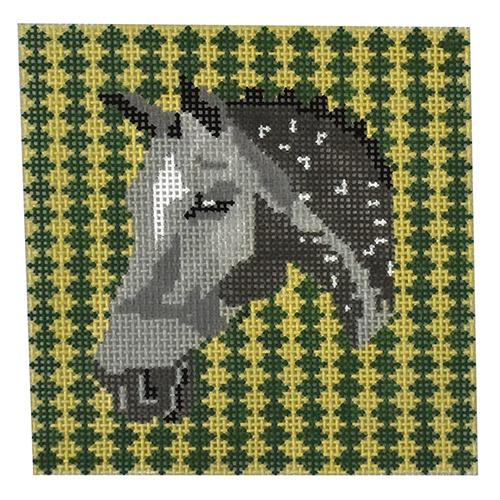 Dapple Grey on Checks with Bridle Painted Canvas PIP & Roo  - 1