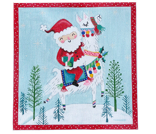 Dashing Through the Snow on a Llama Painted Canvas Kate Dickerson Needlepoint Collections  - 1