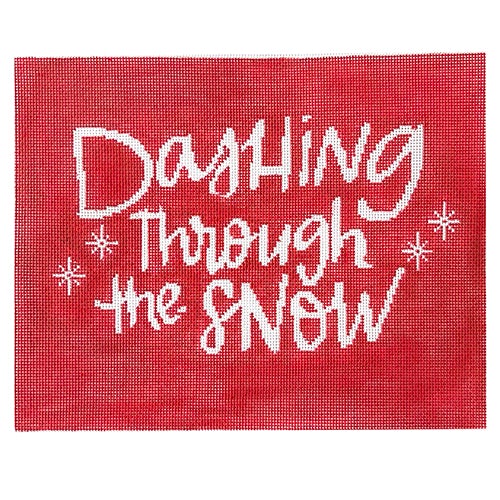 Dashing Through the Snow on Red Painted Canvas Kristine Kingston 