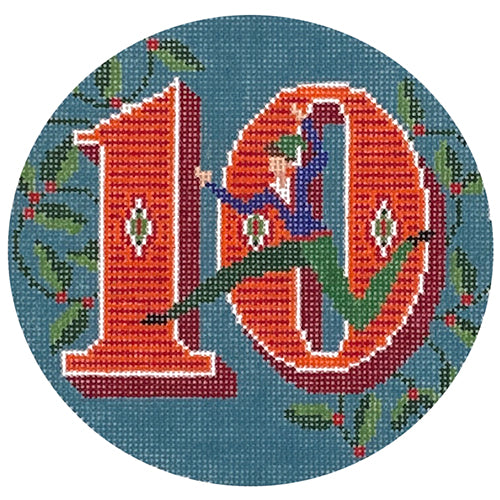 Day 10 - Ten Lords a Leaping Painted Canvas Wipstitch Needleworks 