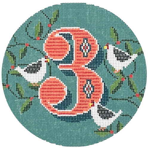 Day 3   Three French Hens Painted Canvas Wipstitch Needleworks  - 1