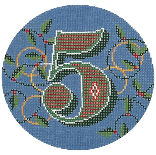 Day 5   Five Golden Rings Painted Canvas Wipstitch Needleworks  - 1