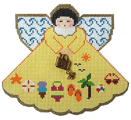 Day at the Beach Angel (Yellow) Painted Canvas Painted Pony Designs  - 1
