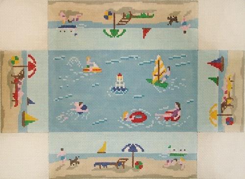 Day at the Beach Brick Painted Canvas Susan Roberts Needlepoint Designs, Inc. 
