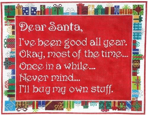 Dear Santa, I've Been Good Painted Canvas CBK Needlepoint Collections  - 1