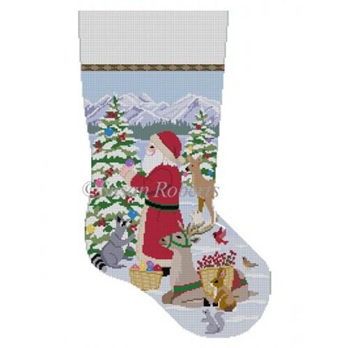 Decorating the Trees Stocking Painted Canvas Susan Roberts Needlepoint Designs Inc. 
