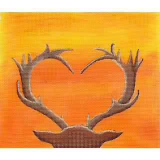 Deer in Sunset Painted Canvas Oasis Needlepoint 
