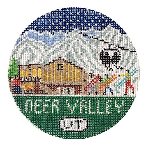 Deer Valley Round Painted Canvas Doolittle Stitchery 