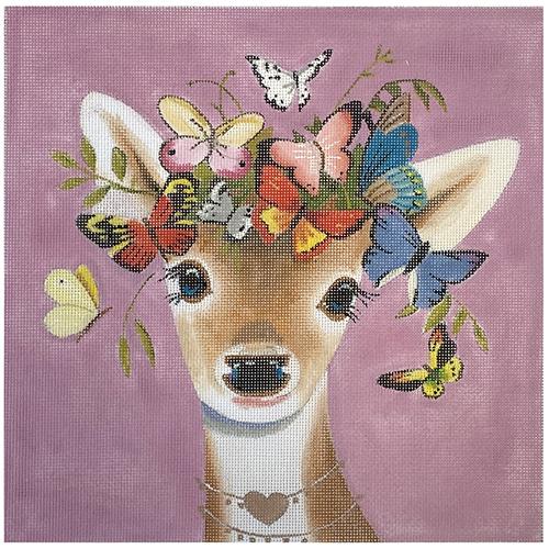 Deer with Butterflies Painted Canvas Colors of Praise 
