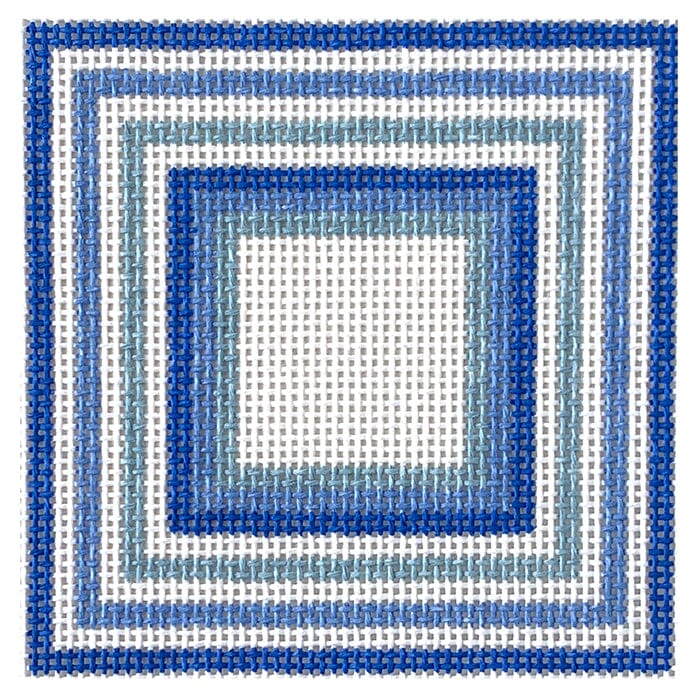 Delft Stripe Square Painted Canvas Penny Linn Designs  - 1