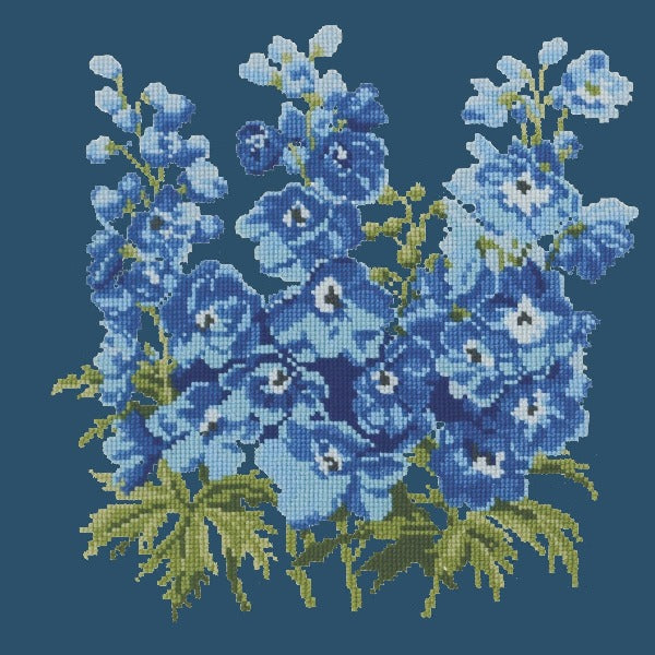 Blue flower needlepoint kit, shops vintage traditional tapestry kit