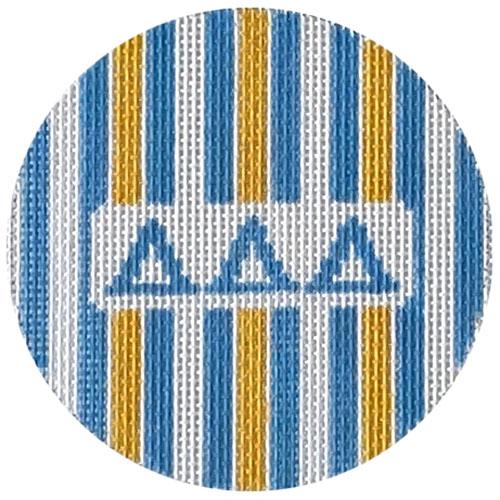 Delta Delta Delta 3" Round with Stripes Painted Canvas Kangaroo Paw Designs 