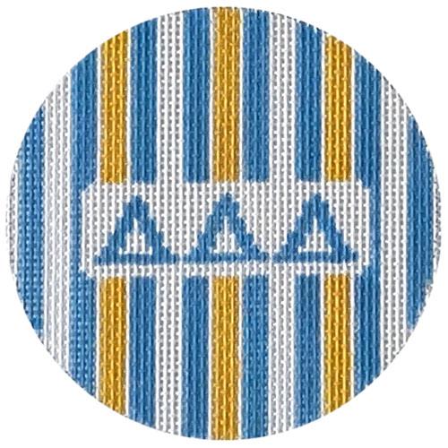 Delta Delta Delta 3" Round with Stripes Painted Canvas Kangaroo Paw Designs  - 1