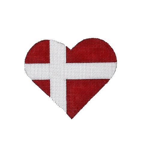 Denmark Flag Heart Painted Canvas Pepperberry Designs 