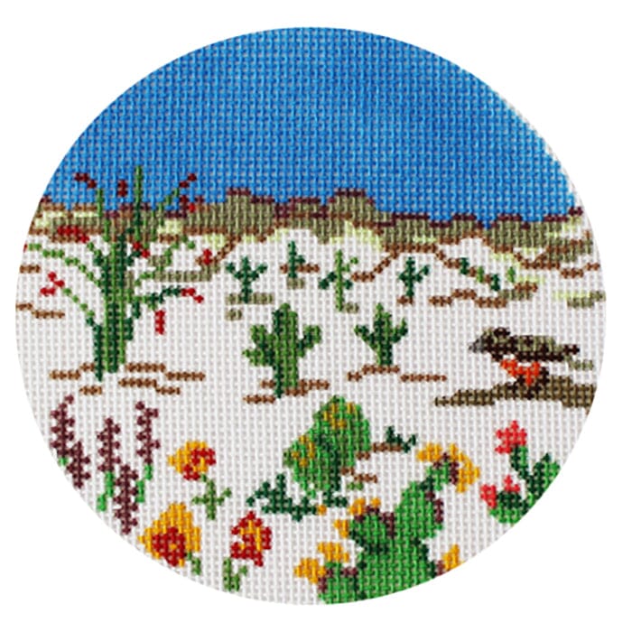 Desert Travel Round   Customizable Painted Canvas Atlantic Blue Canvas  - 1