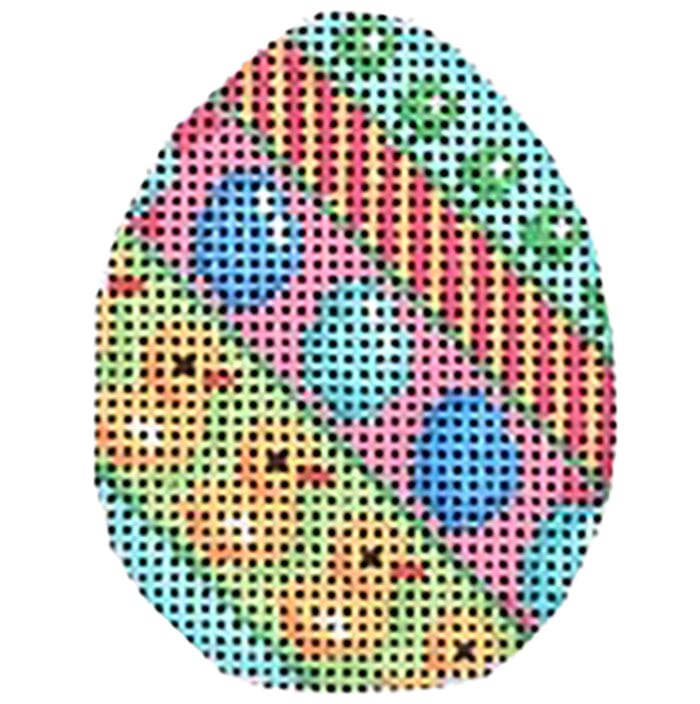 Diagonal Chick / Stripe Mini Egg Painted Canvas Associated Talents 