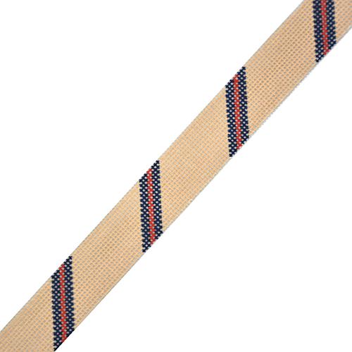 Diagonal Stripe Belt   Camel/Navy/Red on 14 Painted Canvas The Meredith Collection  - 1