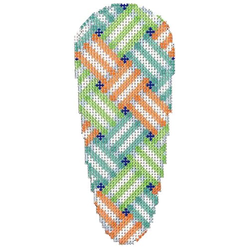 Diagonal Stripes Weave Aqua/Lime Carrot Painted Canvas Associated Talents 