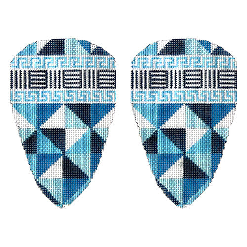 Diamond Scissor Case   Blue Painted Canvas KCN Designers  - 1