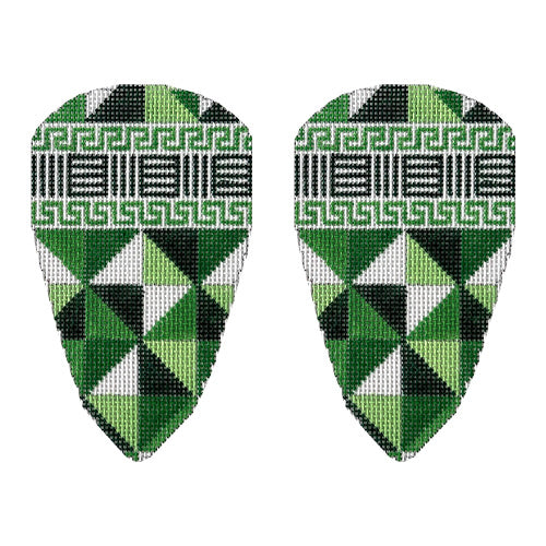 Diamond Scissor Case   Green Painted Canvas KCN Designers  - 1