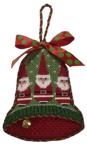 Dimensional Bell Santas Painted Canvas Labors of Love Needlepoint  - 1