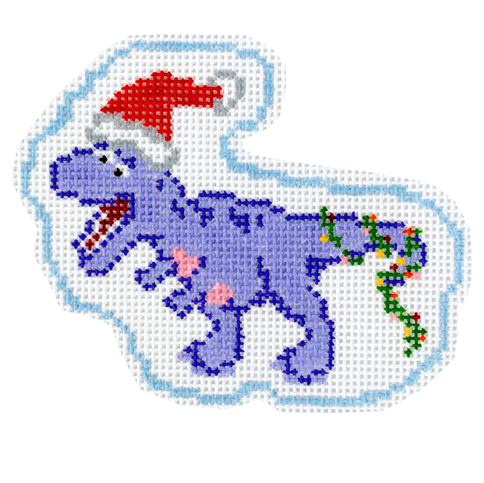 Dino Friends   Christmas T Rex Painted Canvas Penny Linn Designs  - 1