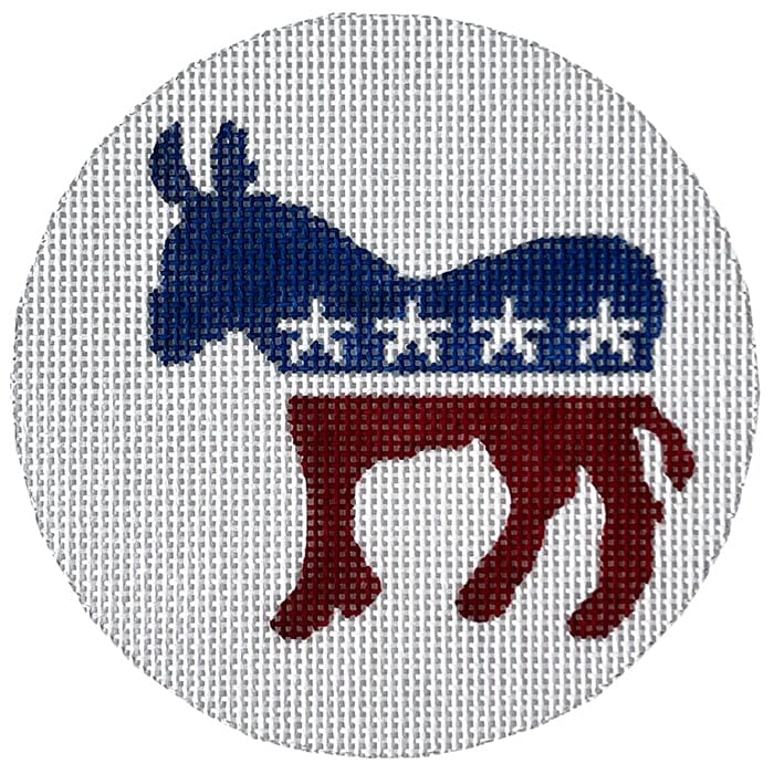 DNC Donkey Ornament Painted Canvas Susan Battle Needlepoint  - 1