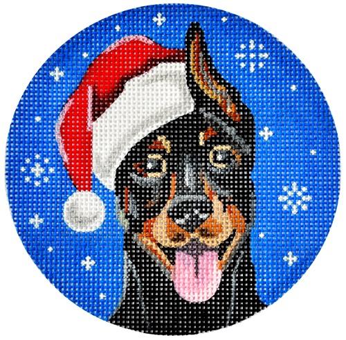Doberman Santa Painted Canvas Pepperberry Designs  - 1