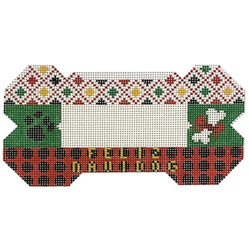 Dog Bone   Feliz Navidog Painted Canvas Danji Designs  - 1