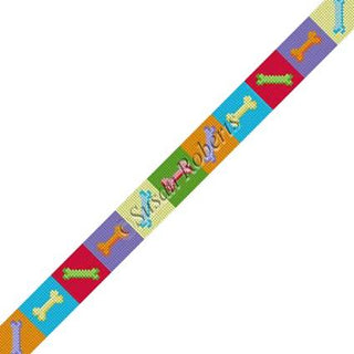 Dog Bone Patch Dog Collar Painted Canvas Susan Roberts Needlepoint Designs Inc. 

