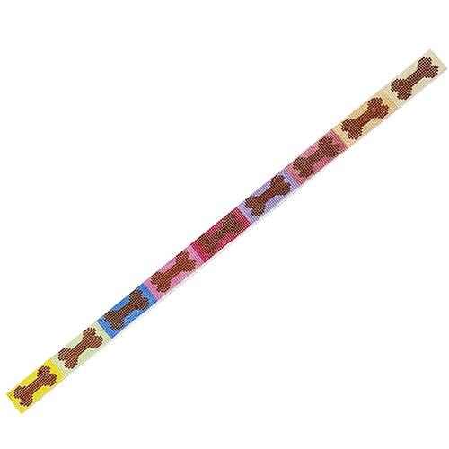 Dog Collar   Blocks of Bones Pinks Painted Canvas The Meredith Collection  - 1