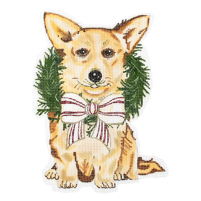 Dog: Holiday Corgi Standup Painted Canvas Painted Pony Designs 