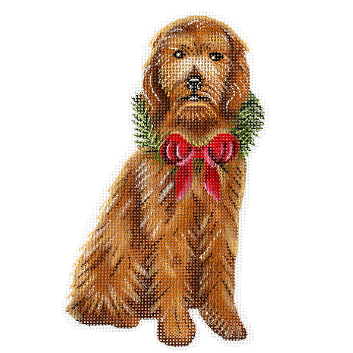 Dog: Holiday Goldendoodle Ornament Painted Canvas Painted Pony Designs 