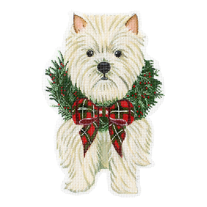 Dog: Holiday Westie Ornament Painted Canvas Painted Pony Designs 