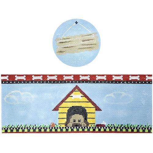 Dog House Hinged Box with Hardware Painted Canvas Funda Scully 