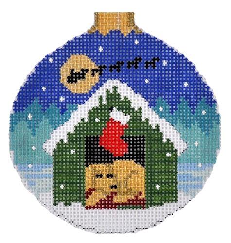 Dog Waiting for Santa Painted Canvas Susan Roberts Needlepoint Designs Inc.  - 1