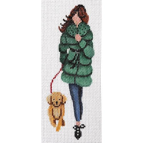 Dog Walking Lady Painted Canvas Patti Mann 