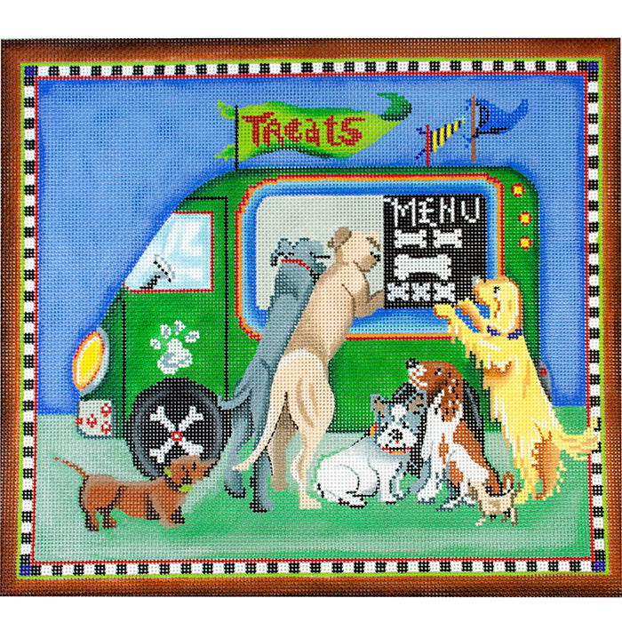 Doggie Treat Wagon Painted Canvas Patti Mann 
